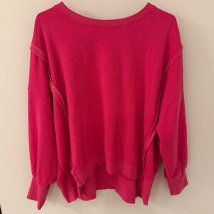 Relaxed Hot Pink Crewneck Sweatshirt